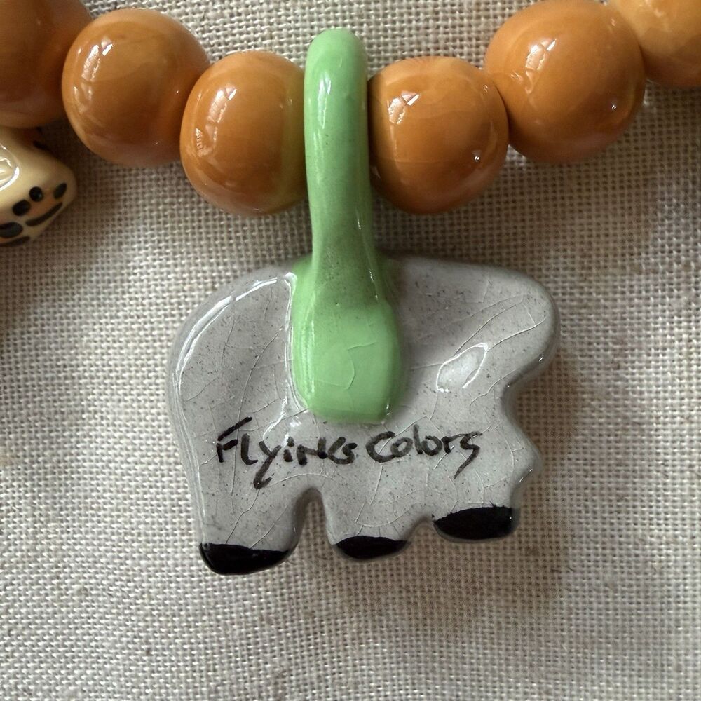 1981 FLYING COLORS Safari Animal Ceramic Necklace Jungle Maximalist Statement - Picture 9 of 14